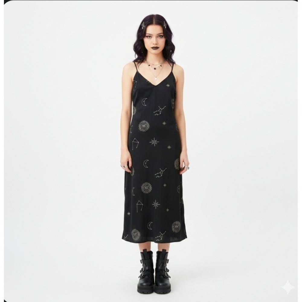 Honey Punch Celestial Slip Dress Black Size Small‎ Wimsigoth